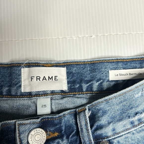 Frame Denim Le Slouch Bermuda Distressed Shorts with custom embellishments - Picture 7 of 7